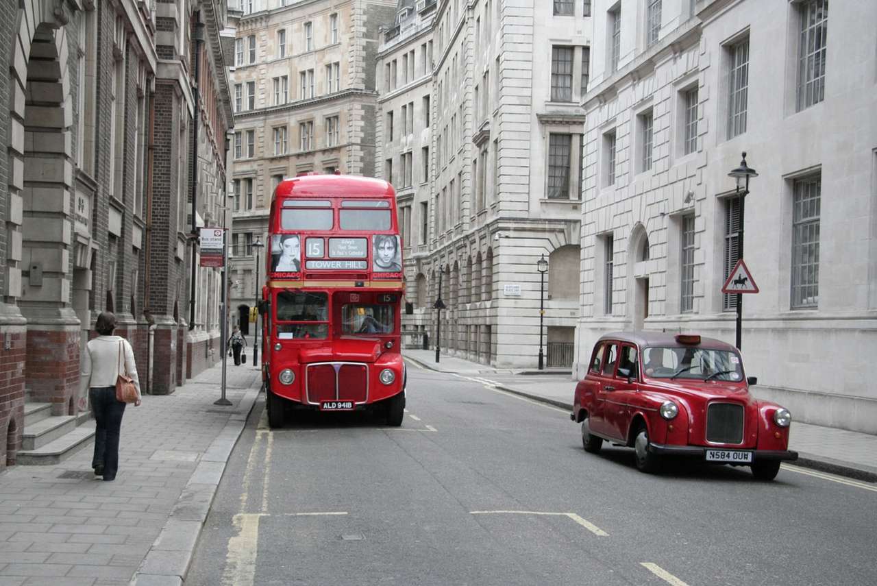 Autobusy a taxi v Londýně (Anglie) online puzzle