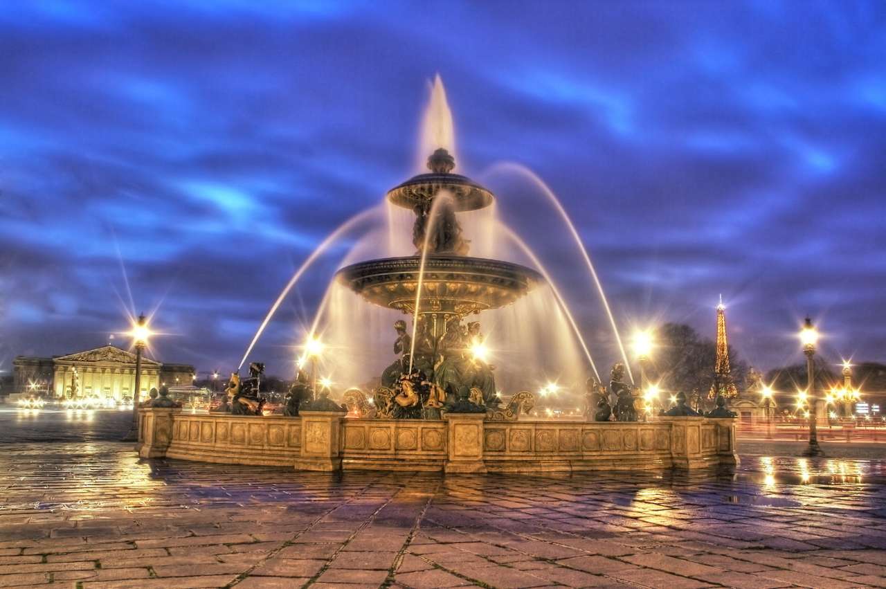 Fontána na náměstí Place de la Concorde (Francie) puzzle online z fotografie