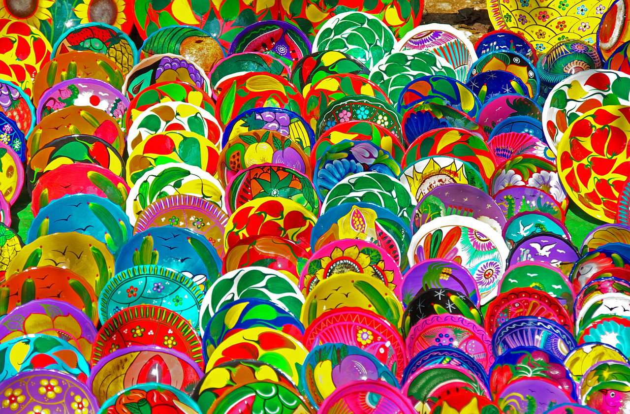 Mexican plates puzzle online from photo