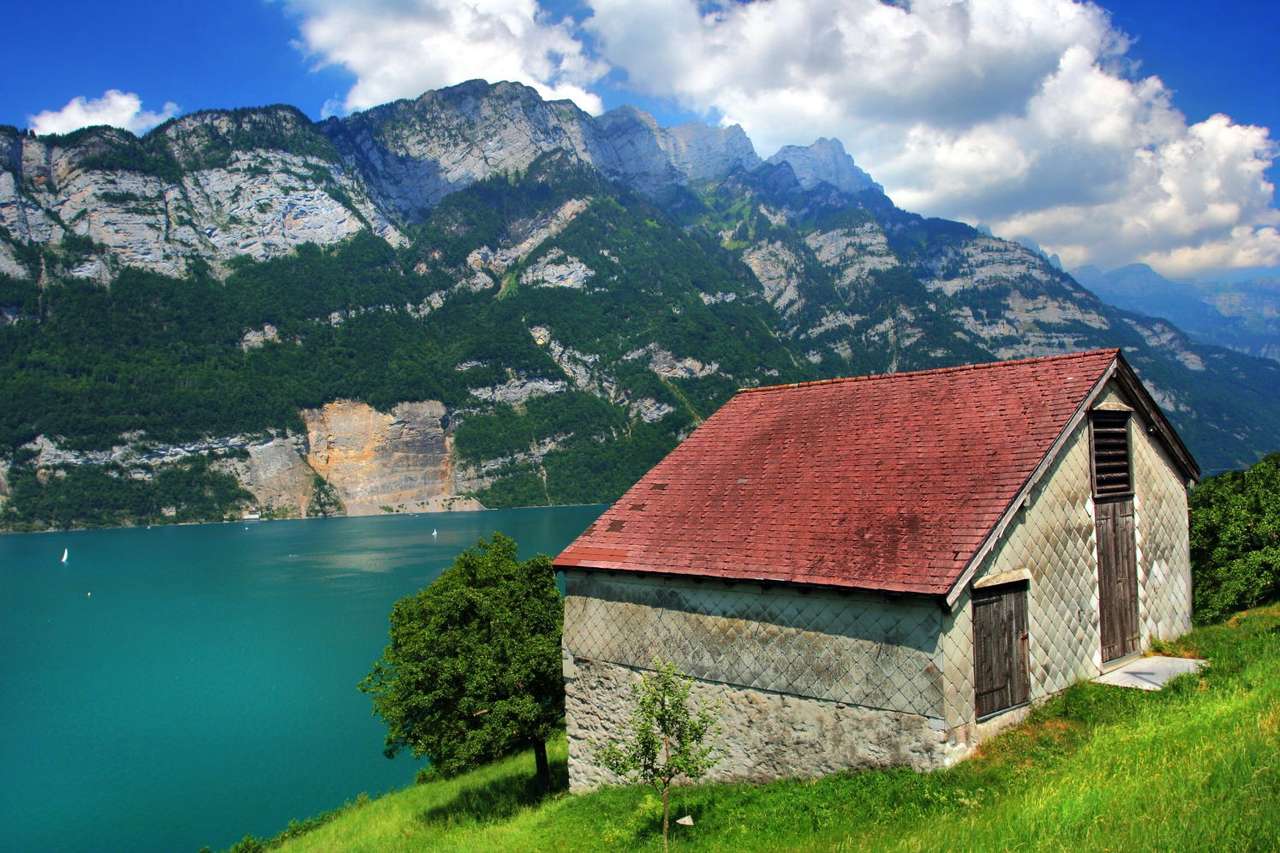Walen Lake (Švýcarsko) puzzle online z fotografie