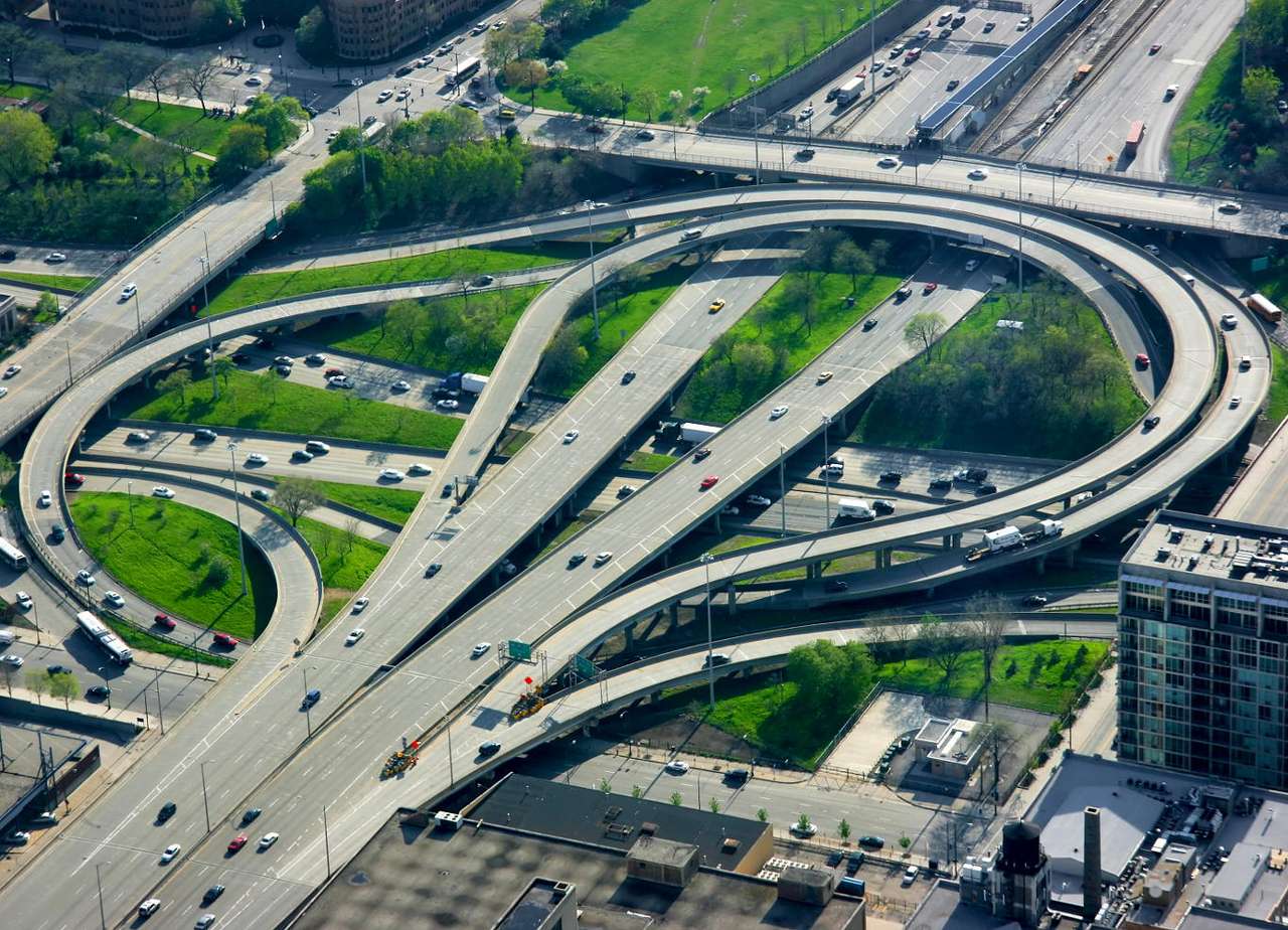 Intersecție de autostradă în Chicago (SUA) puzzle online din fotografie