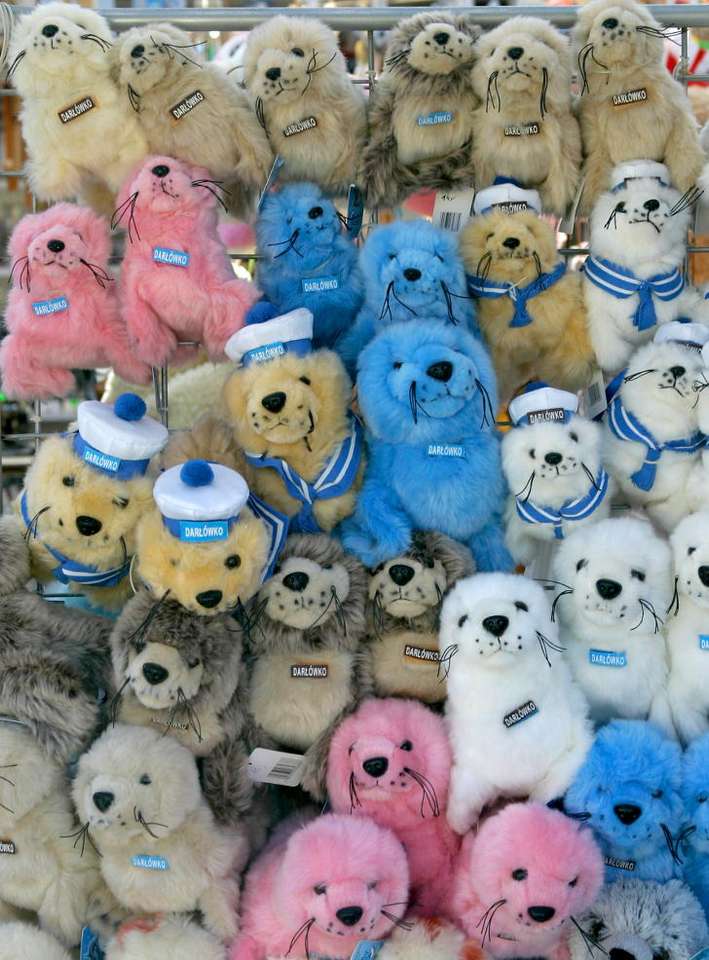 Soft toys - seals puzzle online from photo