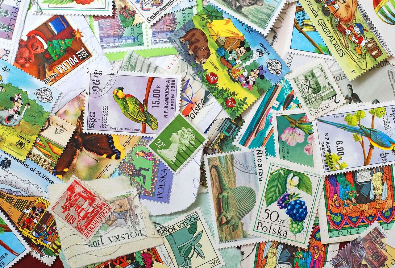 Stamps collection puzzle online from photo