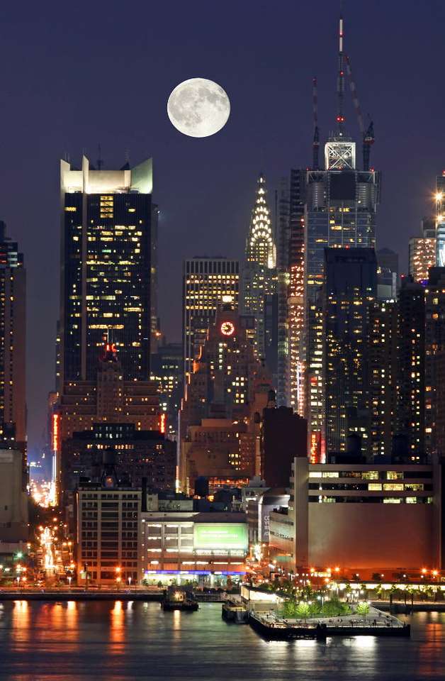 Манхатън през нощта (САЩ) онлайн пъзел от снимка