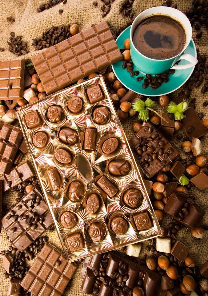 Chocolate and coffee puzzle online from photo