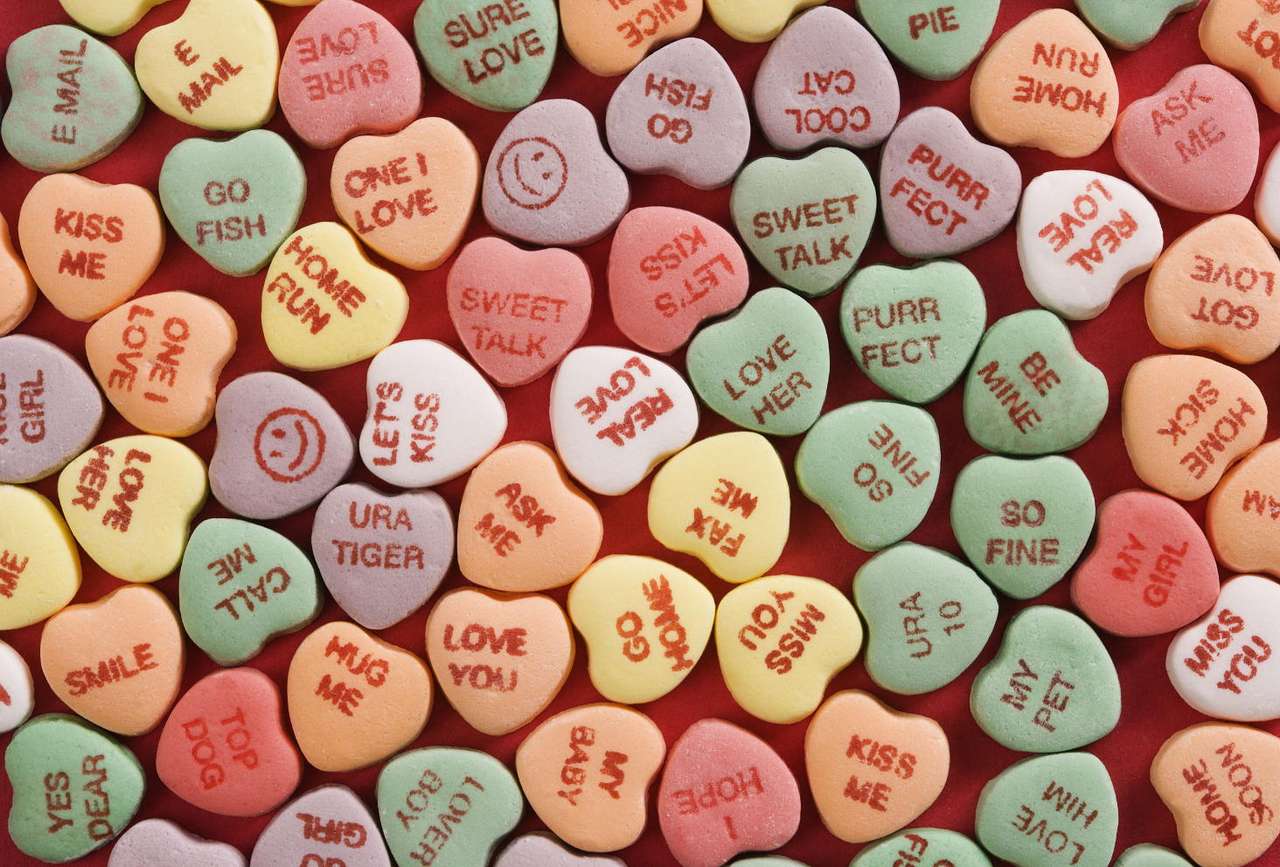 Snoepjes - harten met opdrukken online puzzel