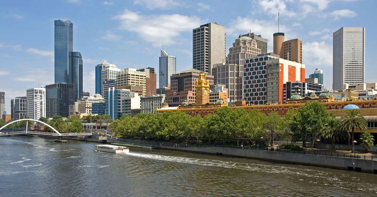 Vue de Melbourne depuis la rivière Yarra (Australie) puzzle en ligne à partir d'une photo