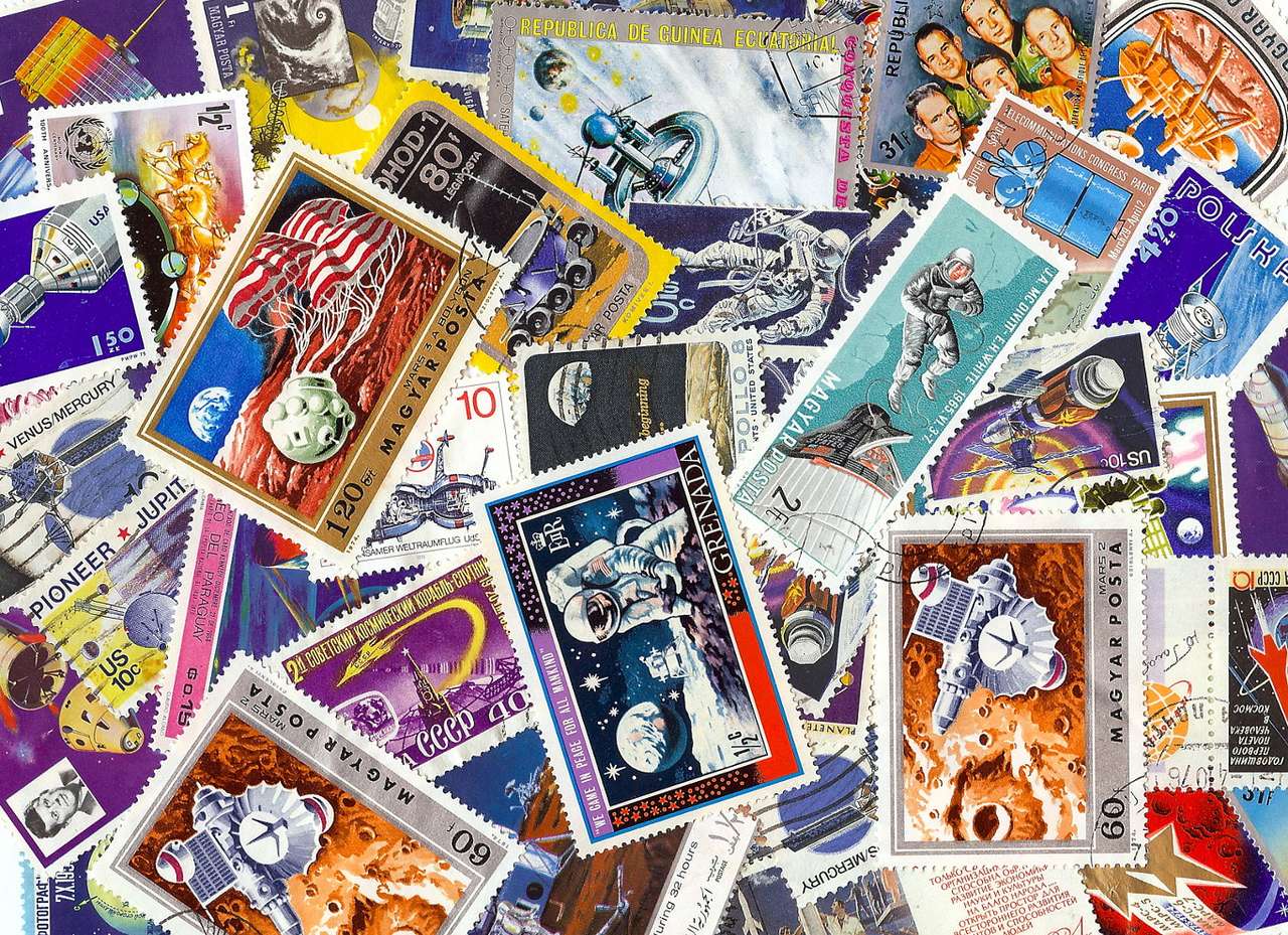 Space Exploration Stamps puzzle online from photo