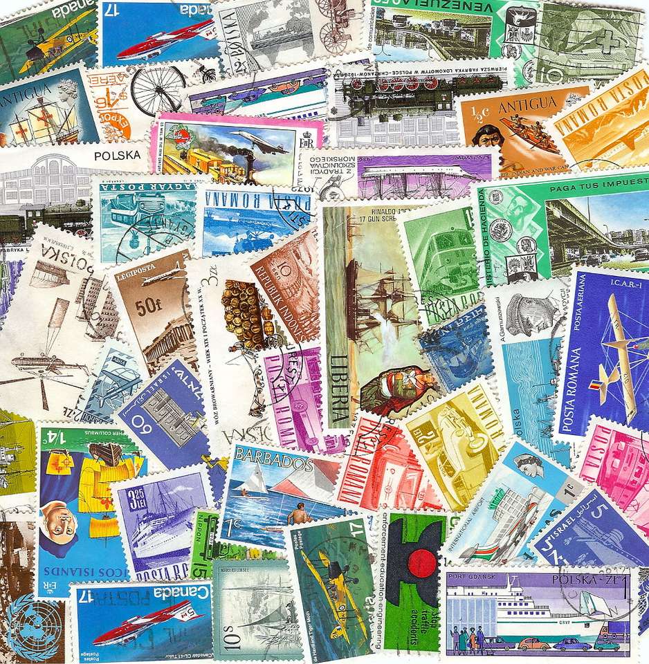 Ιστορικό μεταφοράς στα ταχυδρομικά γραμματόσημα παζλ online από φωτογραφία