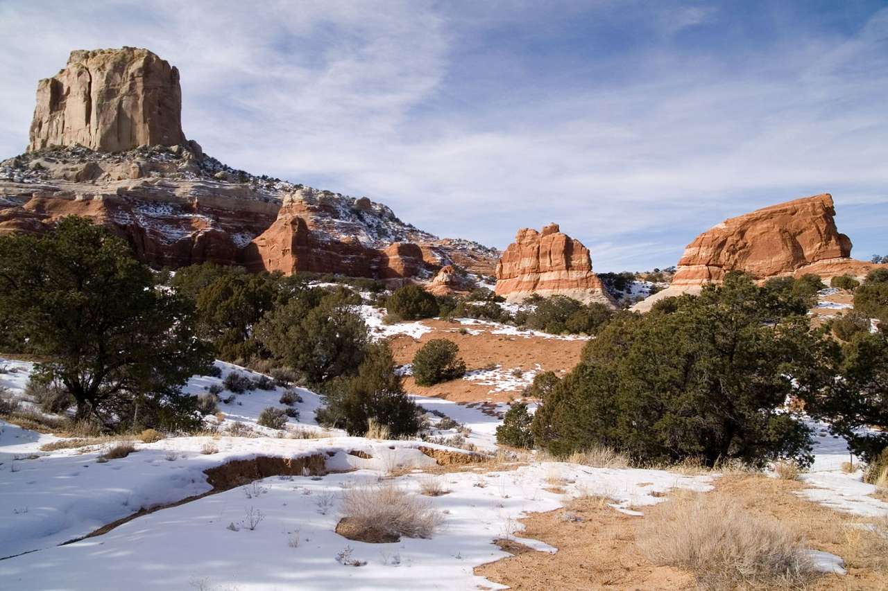 Сняг върху скали в Колорадо (САЩ) онлайн пъзел от снимка