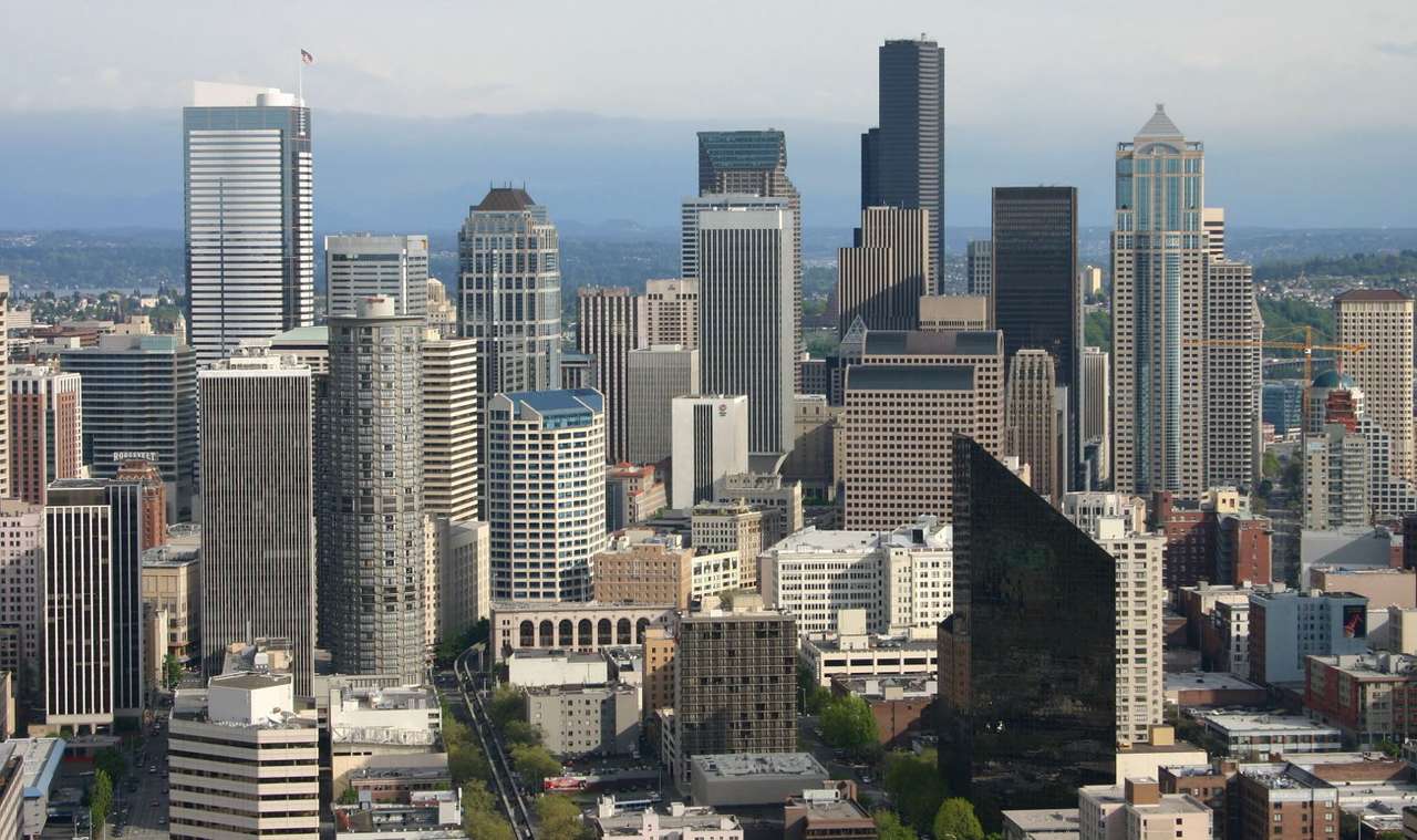 Panorama der Innenstadt von Seattle (USA) Online-Puzzle