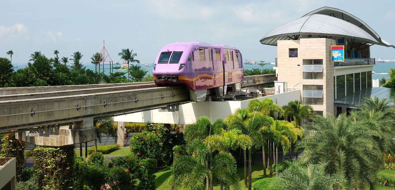 Egysínű vasútállomás Sentosa (Szingapúr) online puzzle