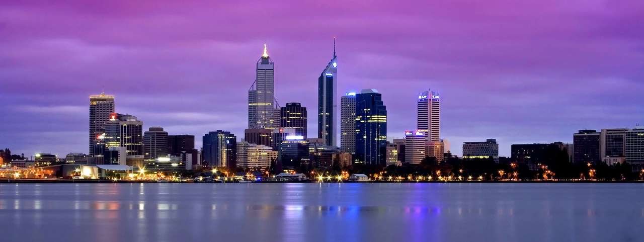 Panorama de Perth au crépuscule (Australie) puzzle en ligne