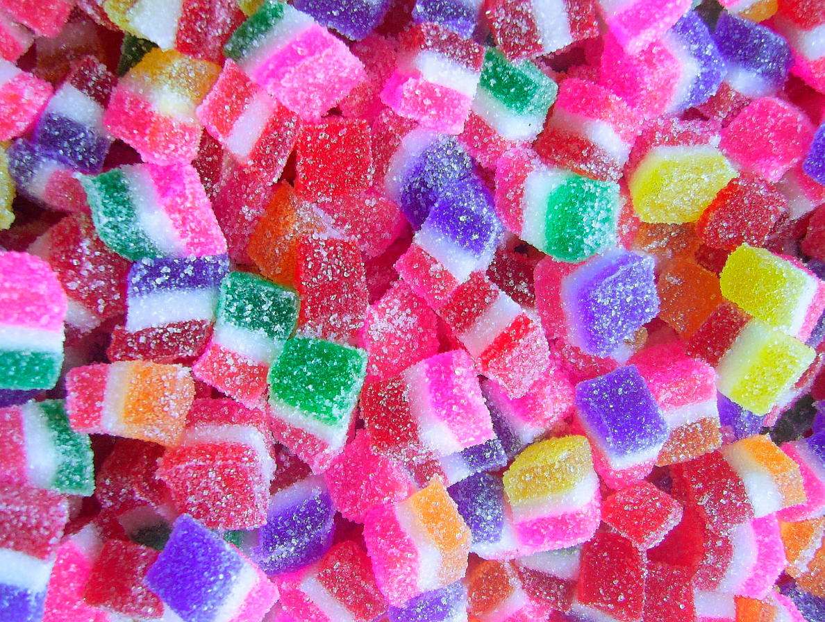 Colorful jellies in sugar puzzle online from photo