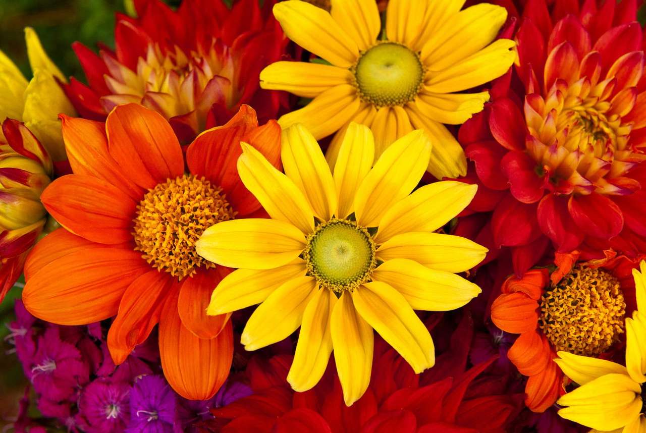 Bouquet of autumn flowers puzzle online from photo