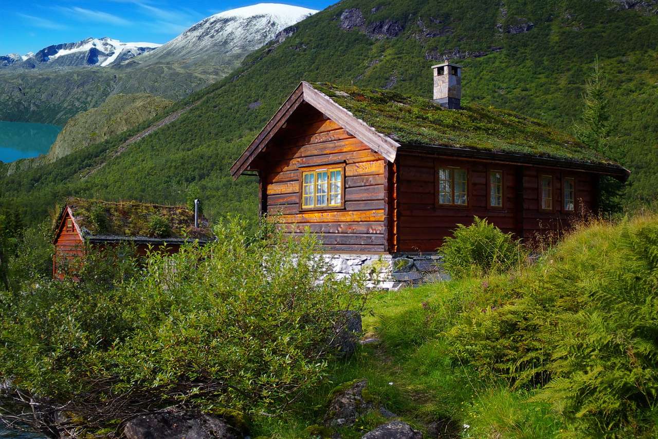 Stugor i bergen (Norge) pussel online från foto