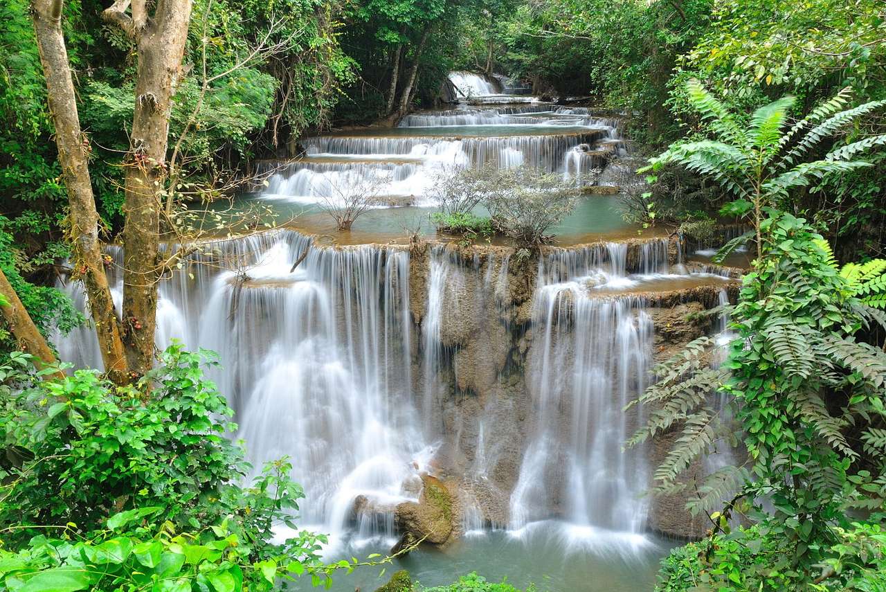 Huai Mae Khamin-waterval (Thailand) puzzel van foto