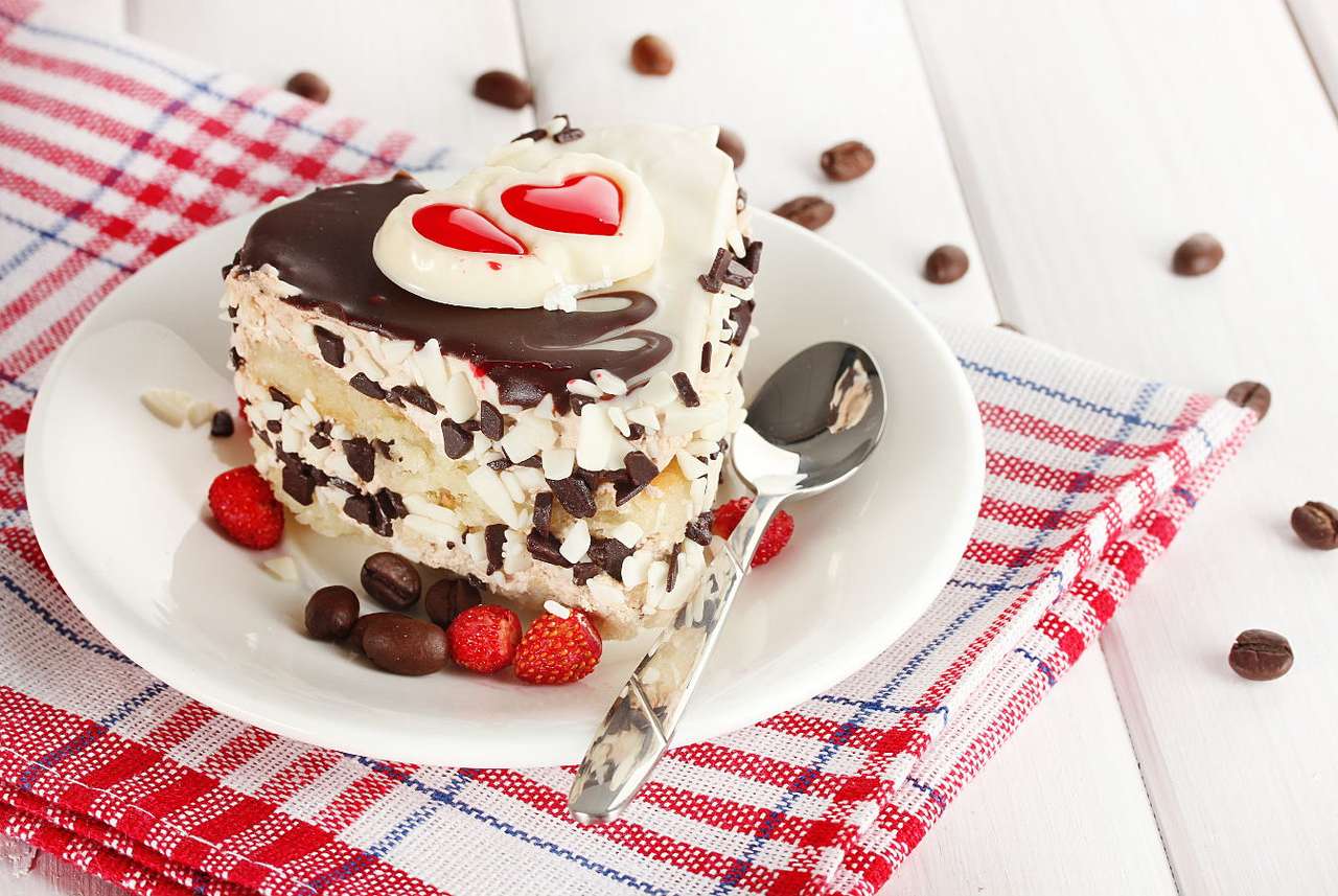 Verjaardagstaart met aardbeien en chocolade online puzzel