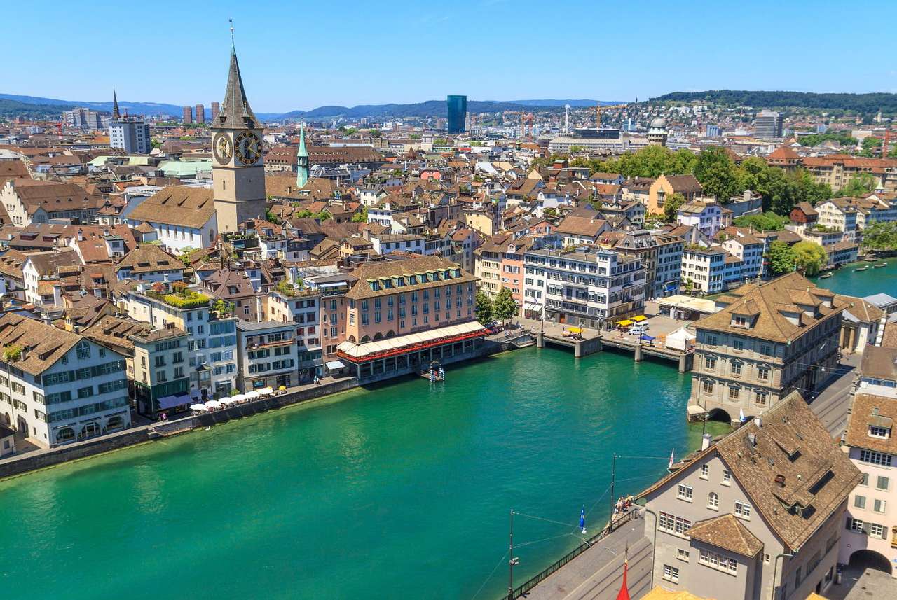 Fågelperspektiv på Zürich (Schweiz) pussel online från foto