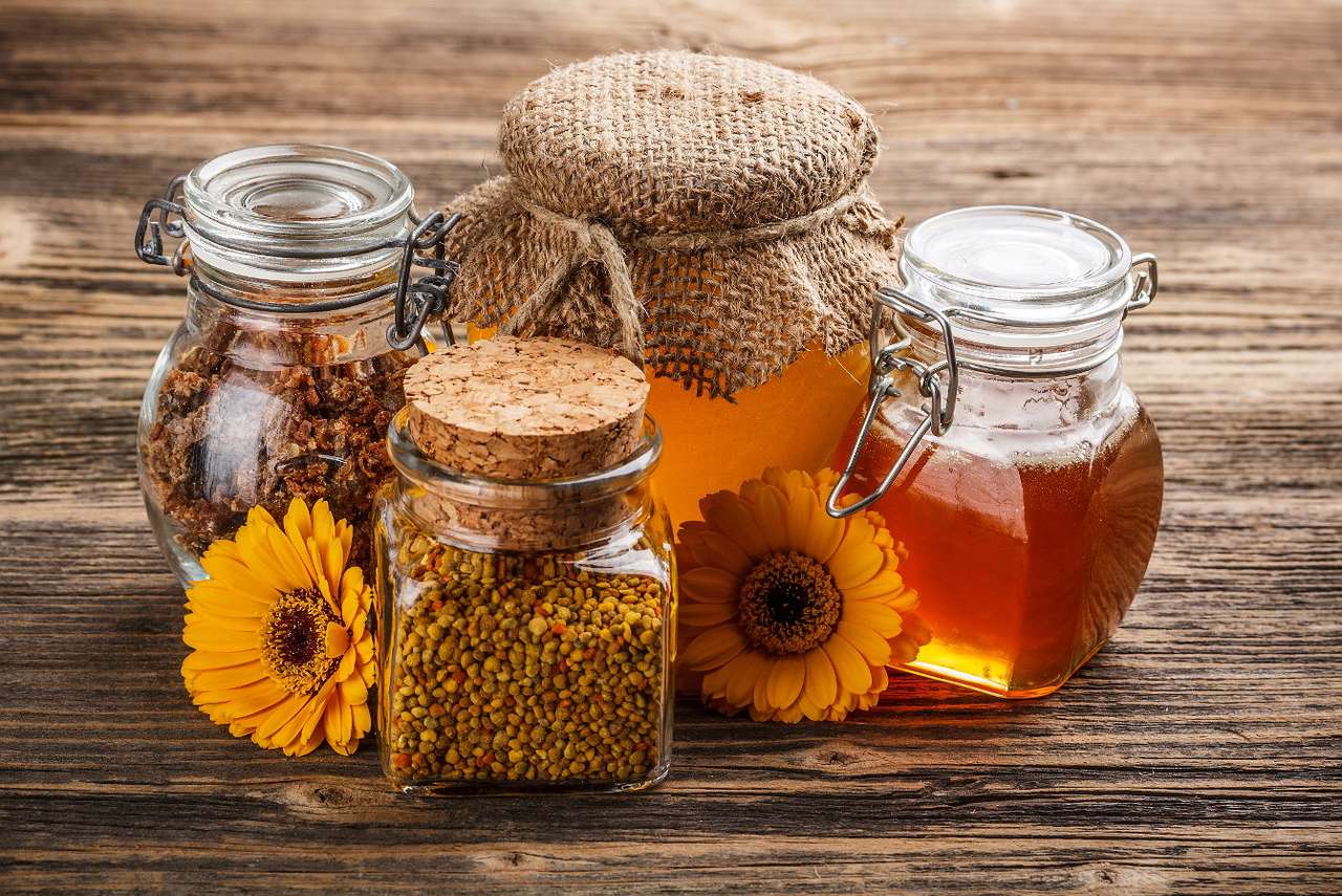 Potten met honing en propolis puzzel online van foto