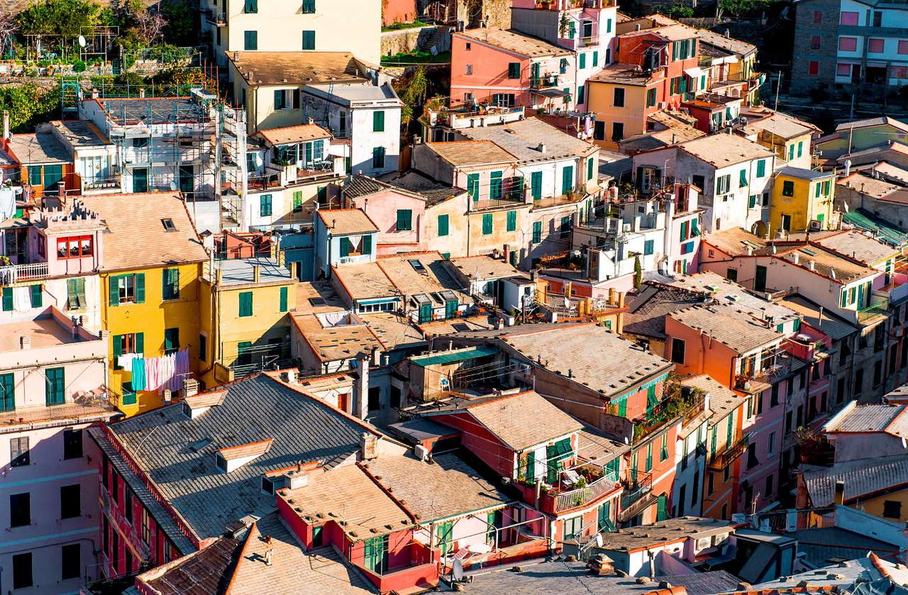 Vedere panoramică a orașului Vernazza (Italia) puzzle online