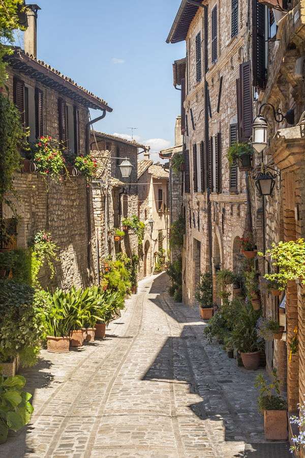 Straat in de stad Spello (Italië) online puzzel