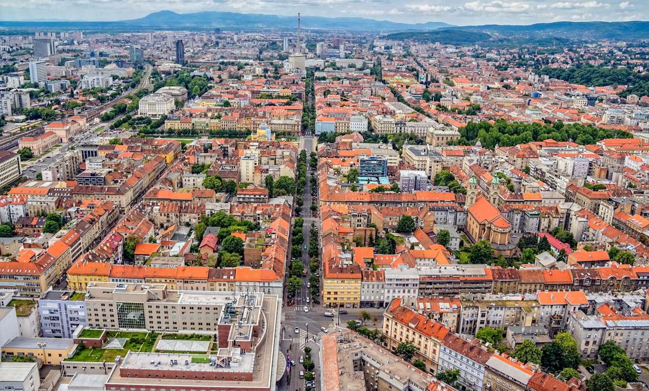 Птичи поглед на Загреб (Хърватия) онлайн пъзел