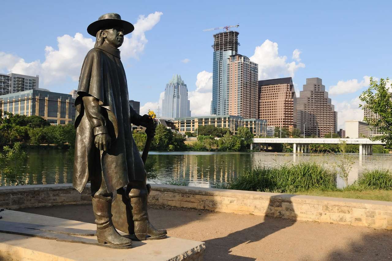 Statuia lui Stevie Ray Vaughan din Austin (SUA) puzzle online din fotografie