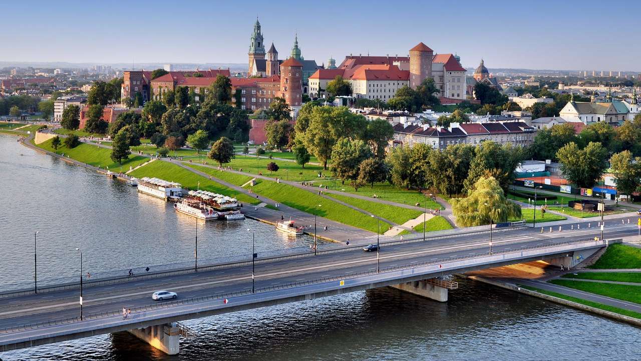 Грунвалдски мост в Краков (Полша) онлайн пъзел от снимка