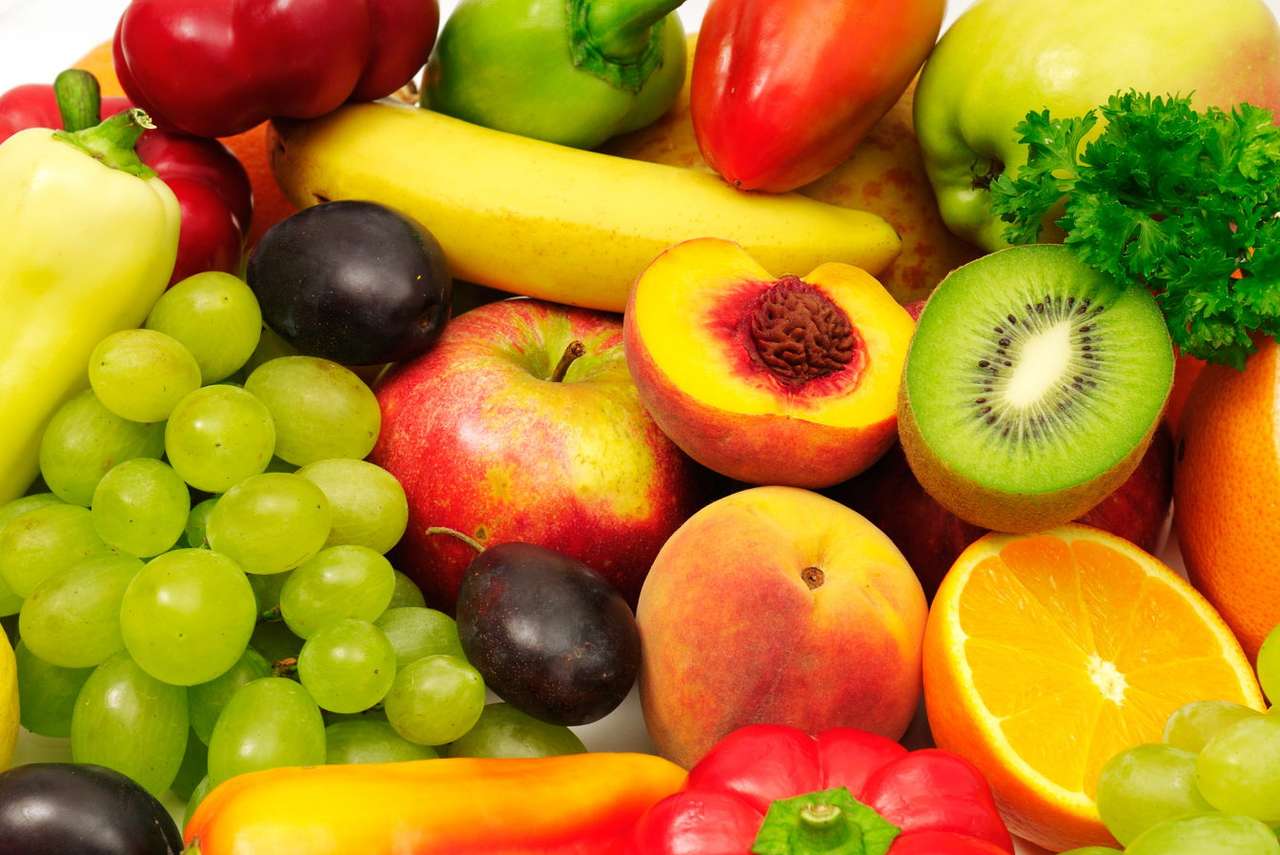 Σύνθεση από πολύχρωμα φρούτα παζλ online από φωτογραφία