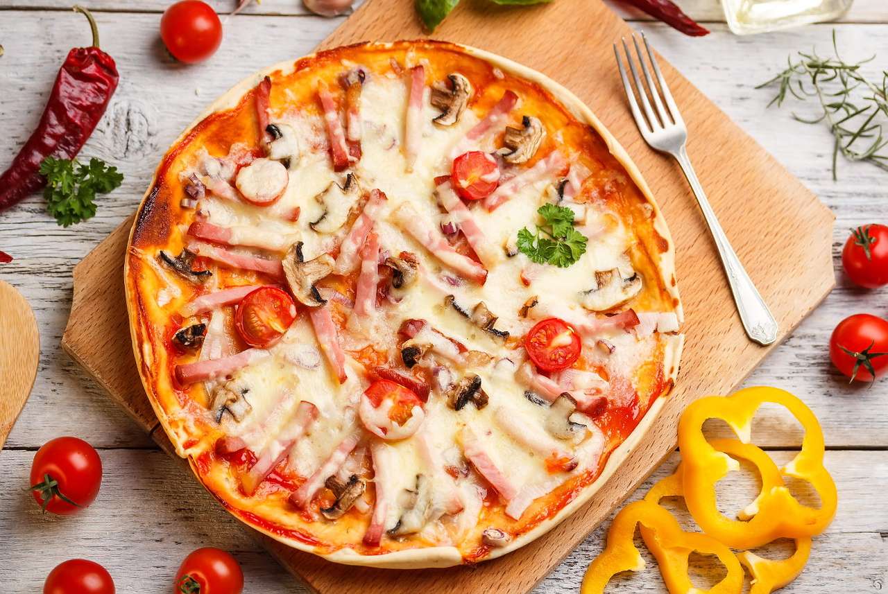 Pizza com presunto puzzle online