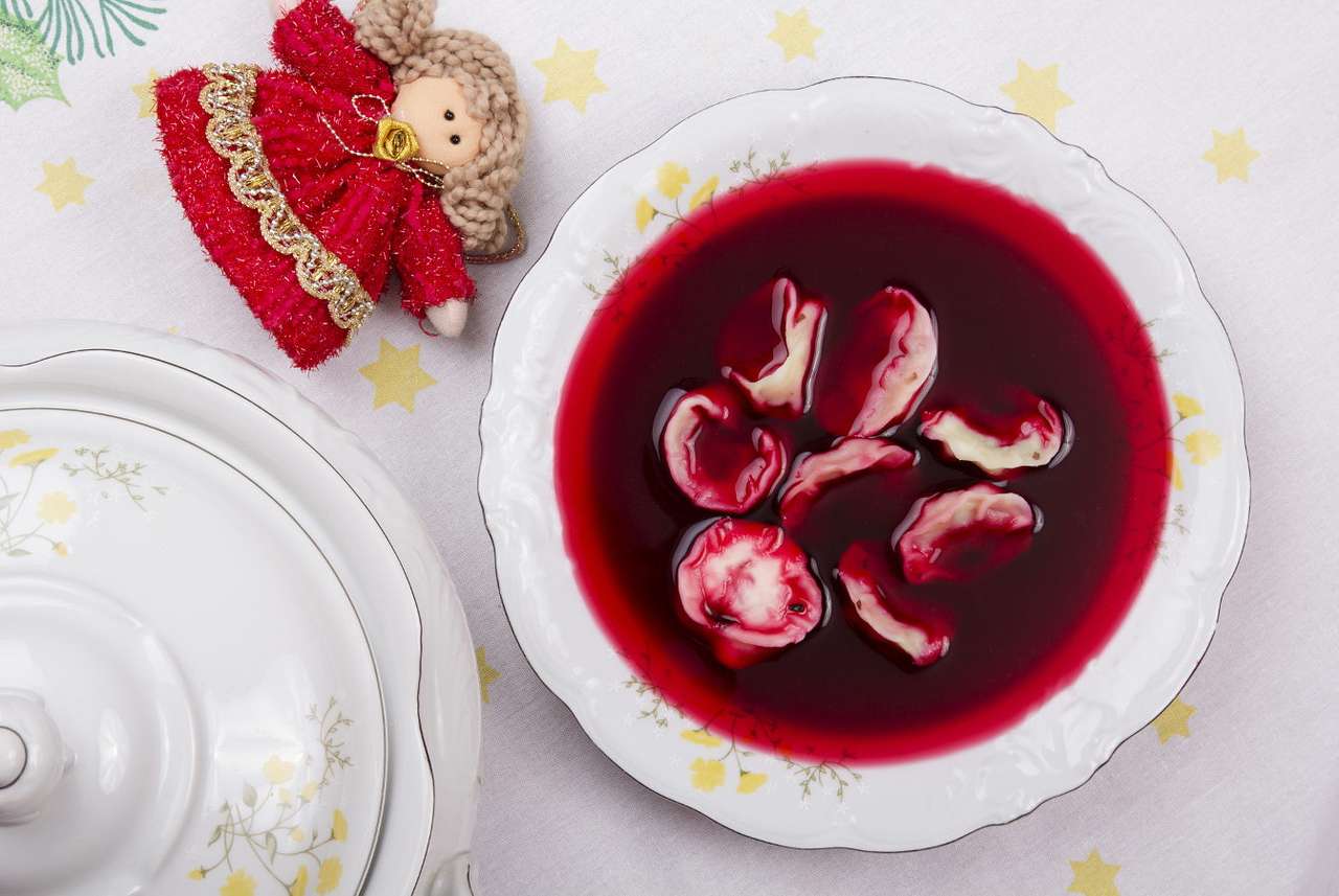 Christmas Eve borscht with small dumplings puzzle online from photo
