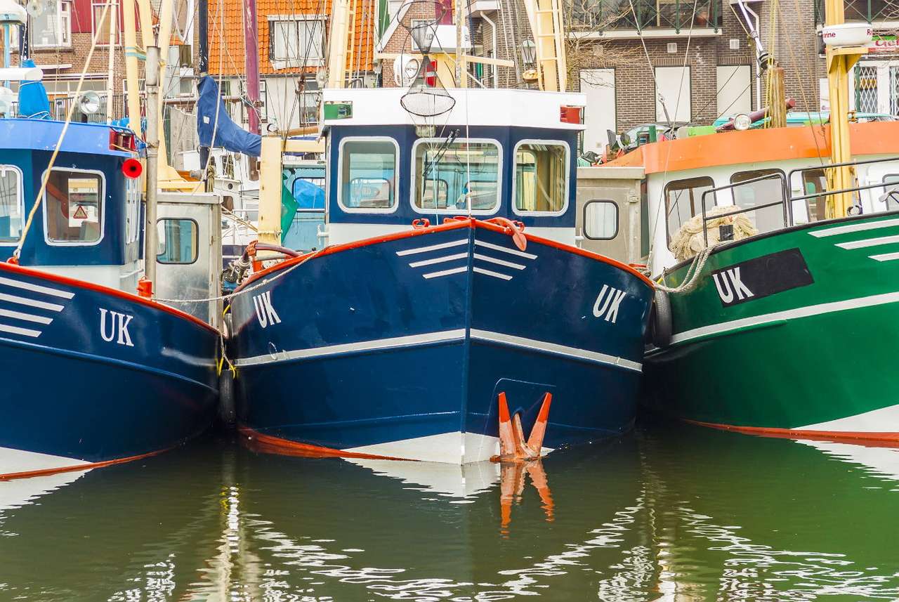 Rybářské lodě v přístavu Urk (Nizozemsko) online puzzle