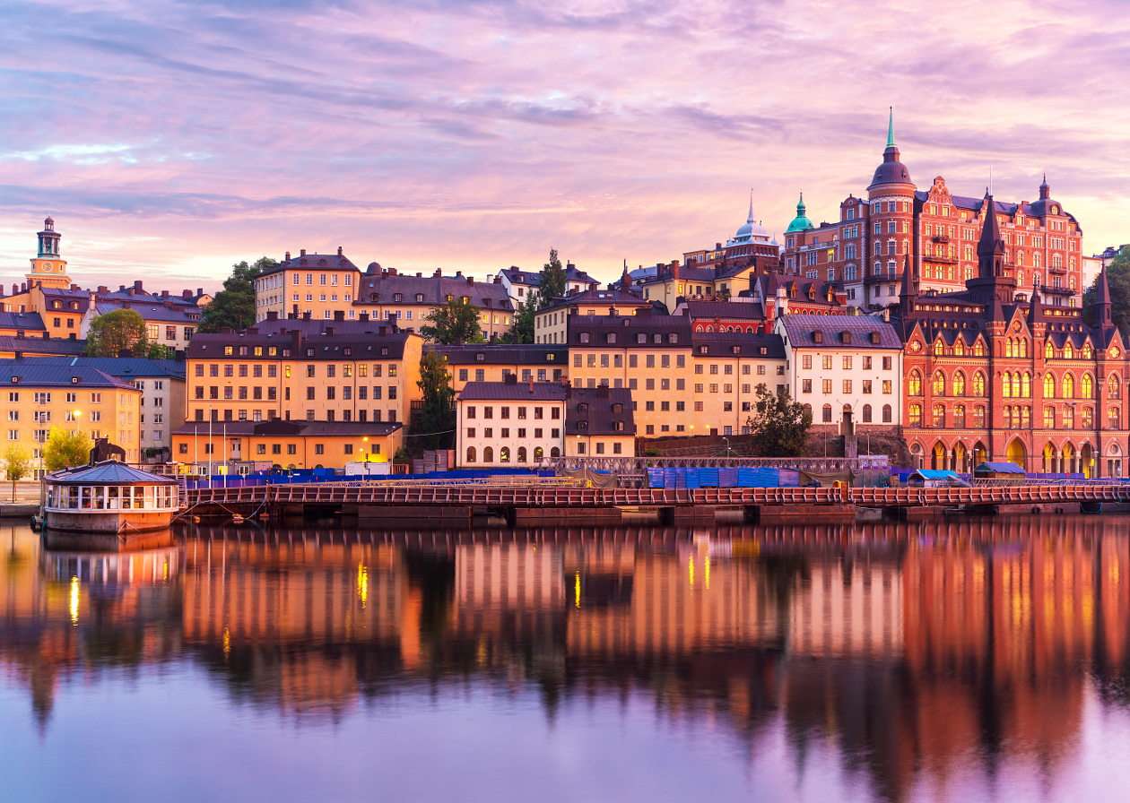 Panorama van de oude stad in Stockholm (Zweden) online puzzel