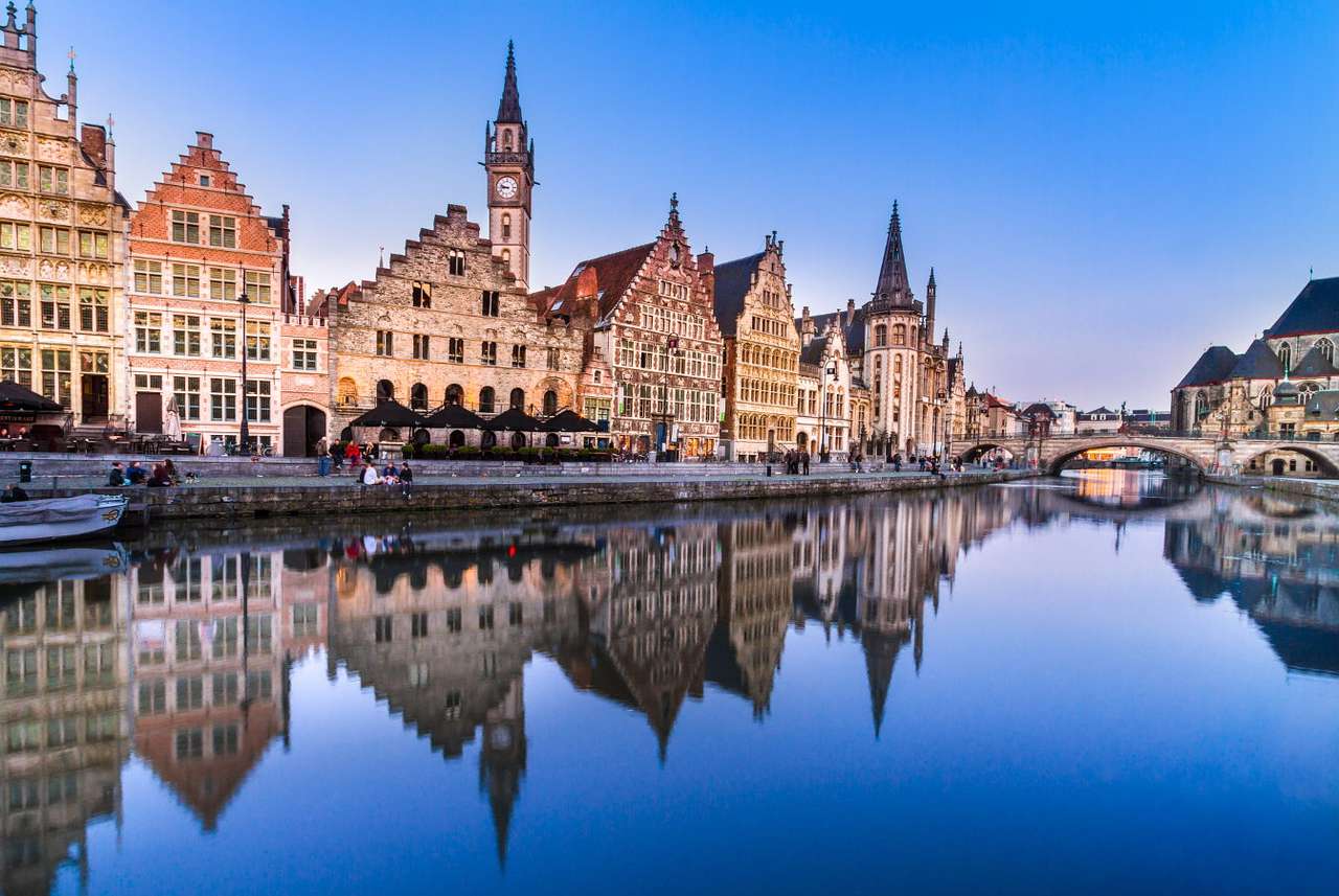 Ghent on the Leie River (Belgium) puzzle online from photo