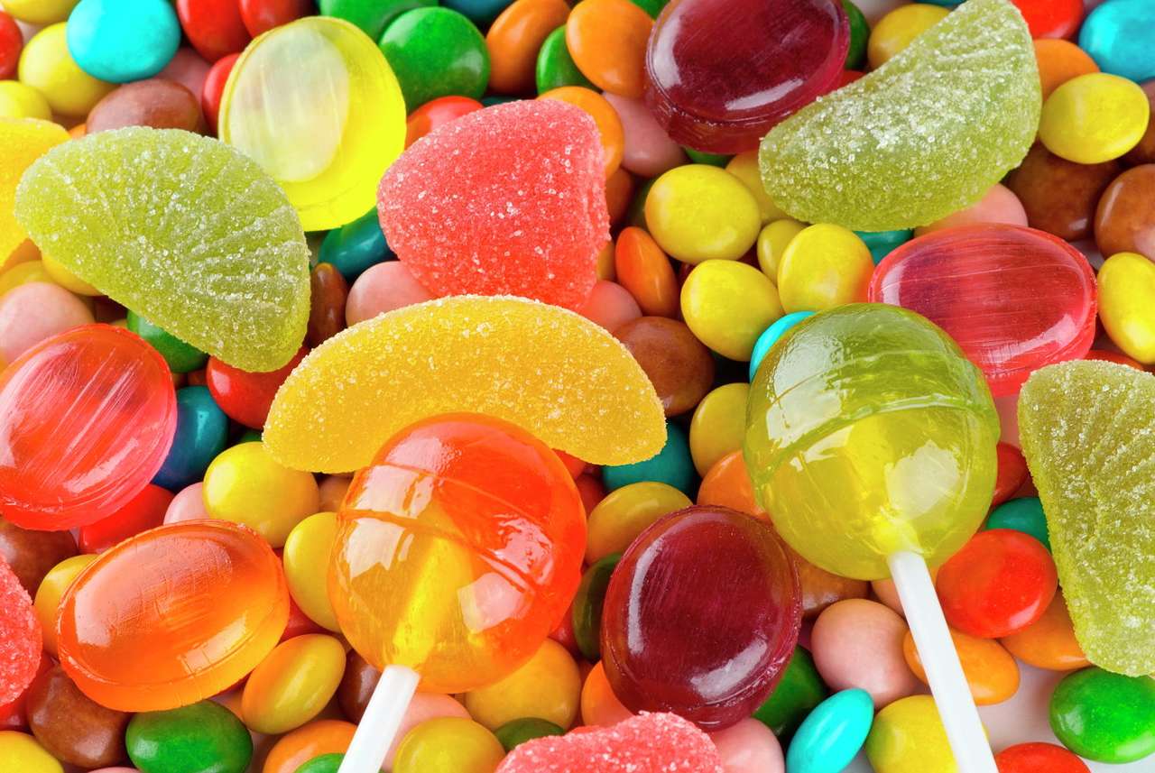 Lollipops and fruit drops puzzle online from photo