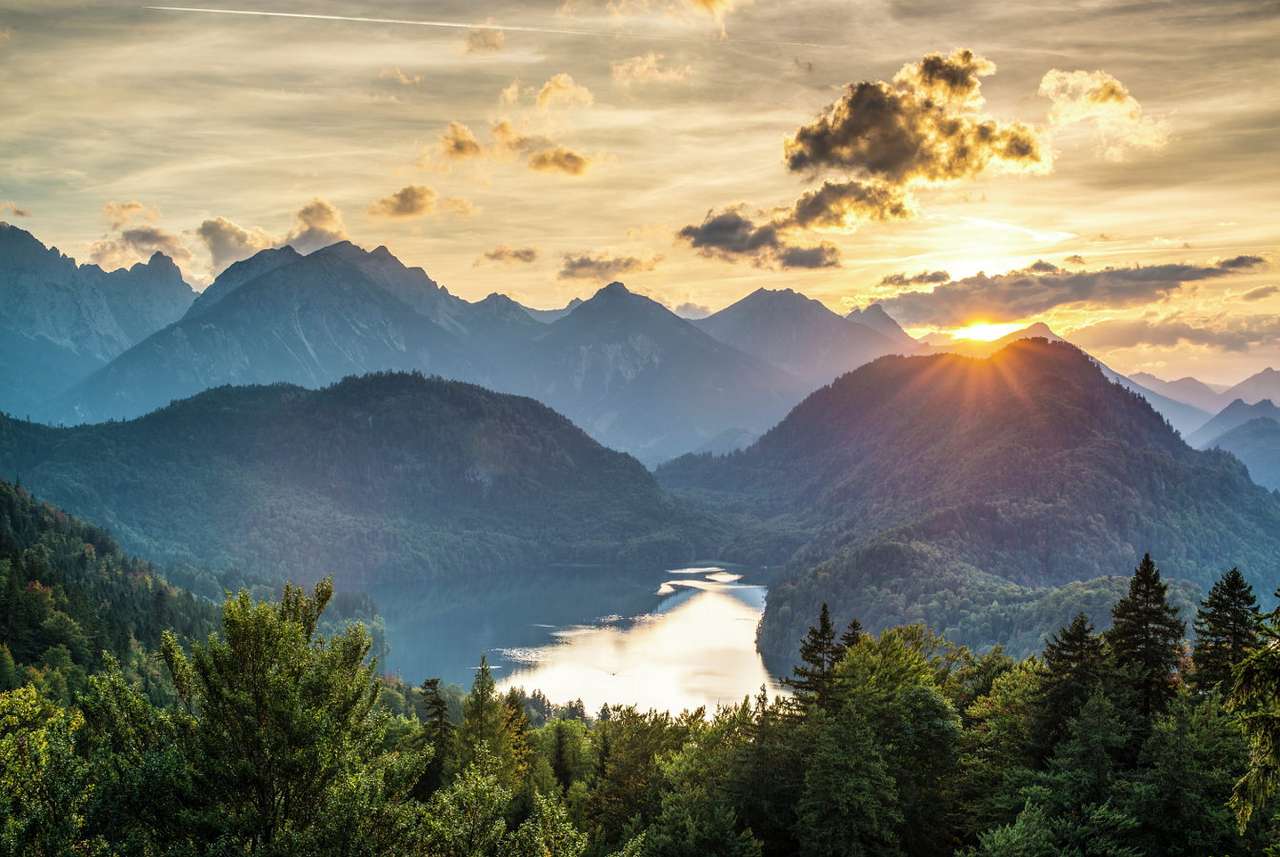 Sjön Alpsee i Bayern (Tyskland) pussel