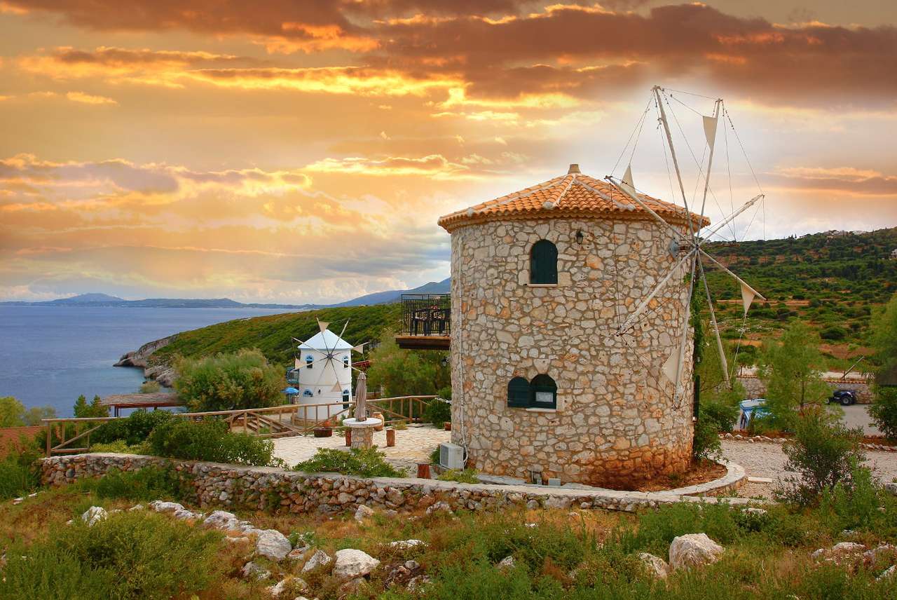Windmühlen auf Zakynthos (Griechenland) Online-Puzzle