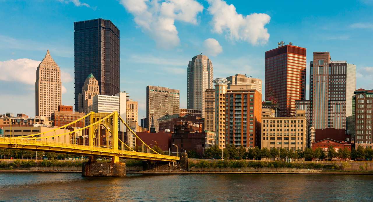 Panorama över Pittsburgh med bron (USA) pussel online från foto