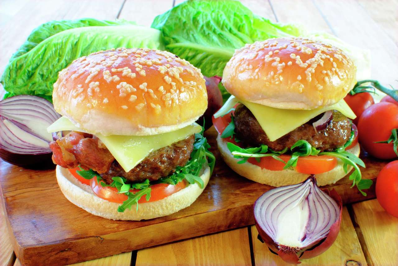 Hamburgers puzzle online from photo