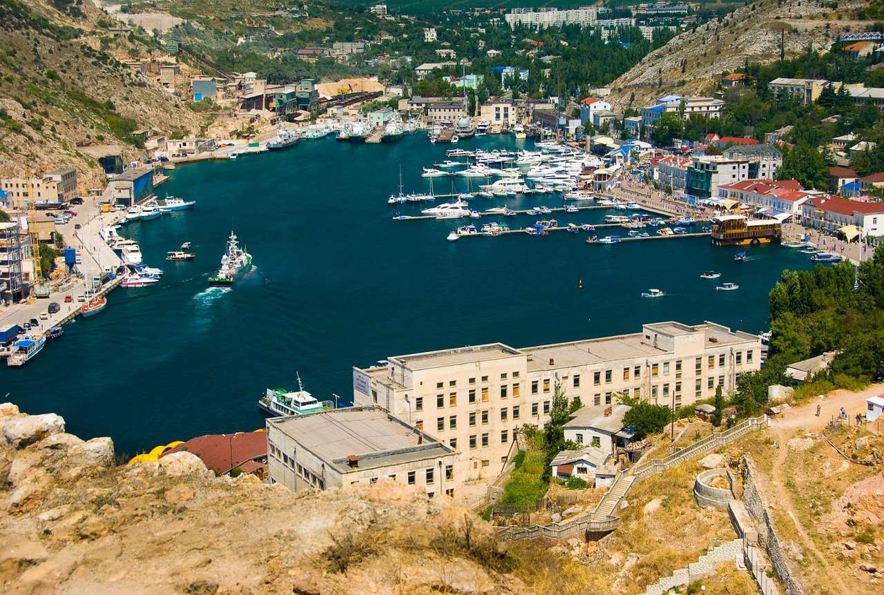 Yachts in the harbor in Balaklava (Ukraine) puzzle online from photo