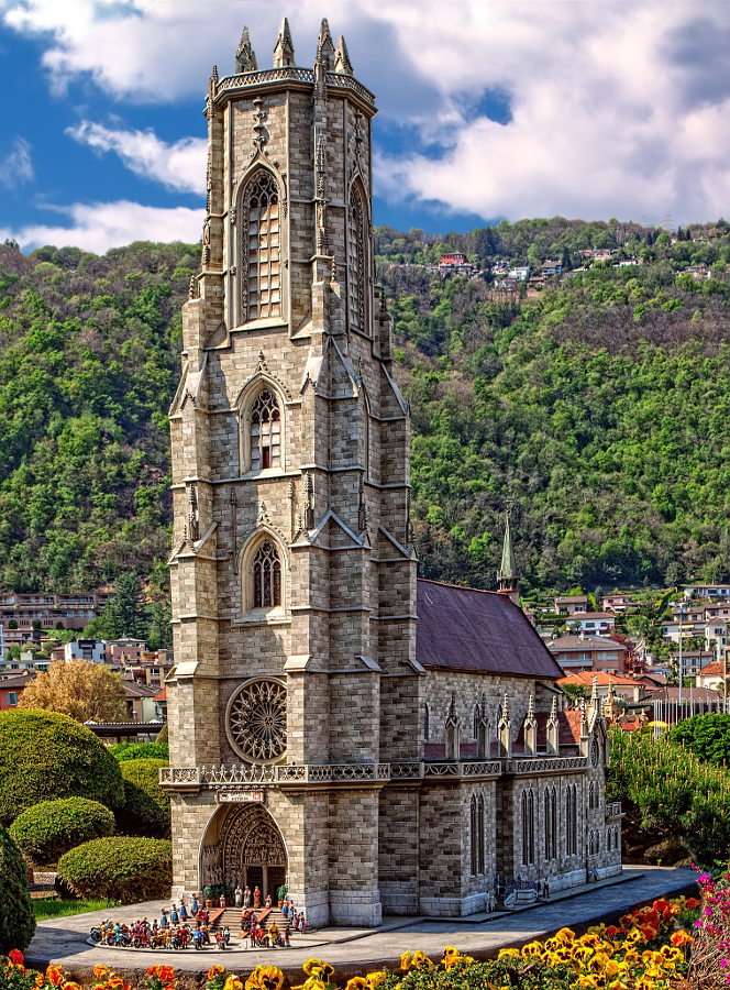 Miniatyr av katedralen i Fribourg (Schweiz) pussel online från foto