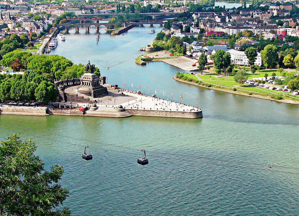 Tyska hörnet i Koblenz (Tyskland) pussel online från foto