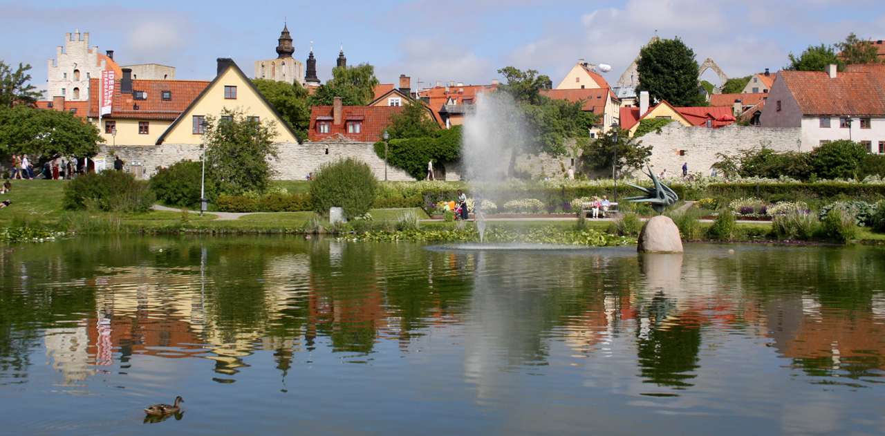 Panorama of old town of Visby (Sweden) puzzle online from photo