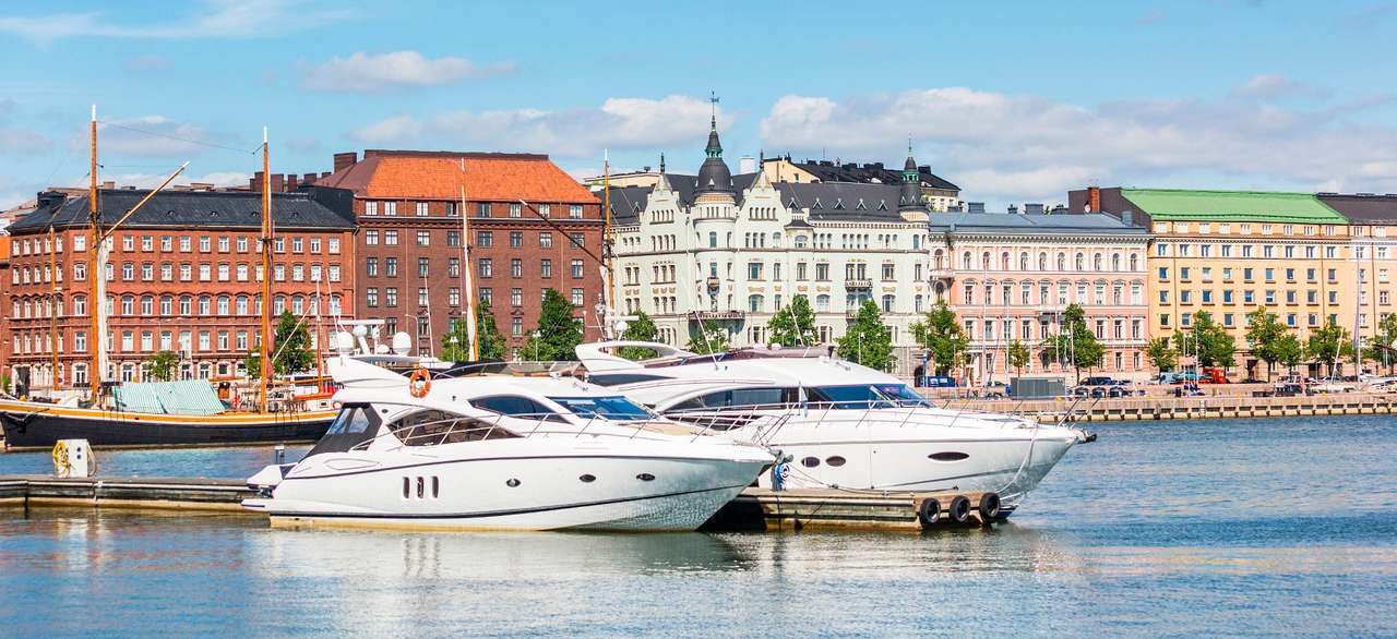 Yachts at the quay in Helsinki (Finland) puzzle online from photo