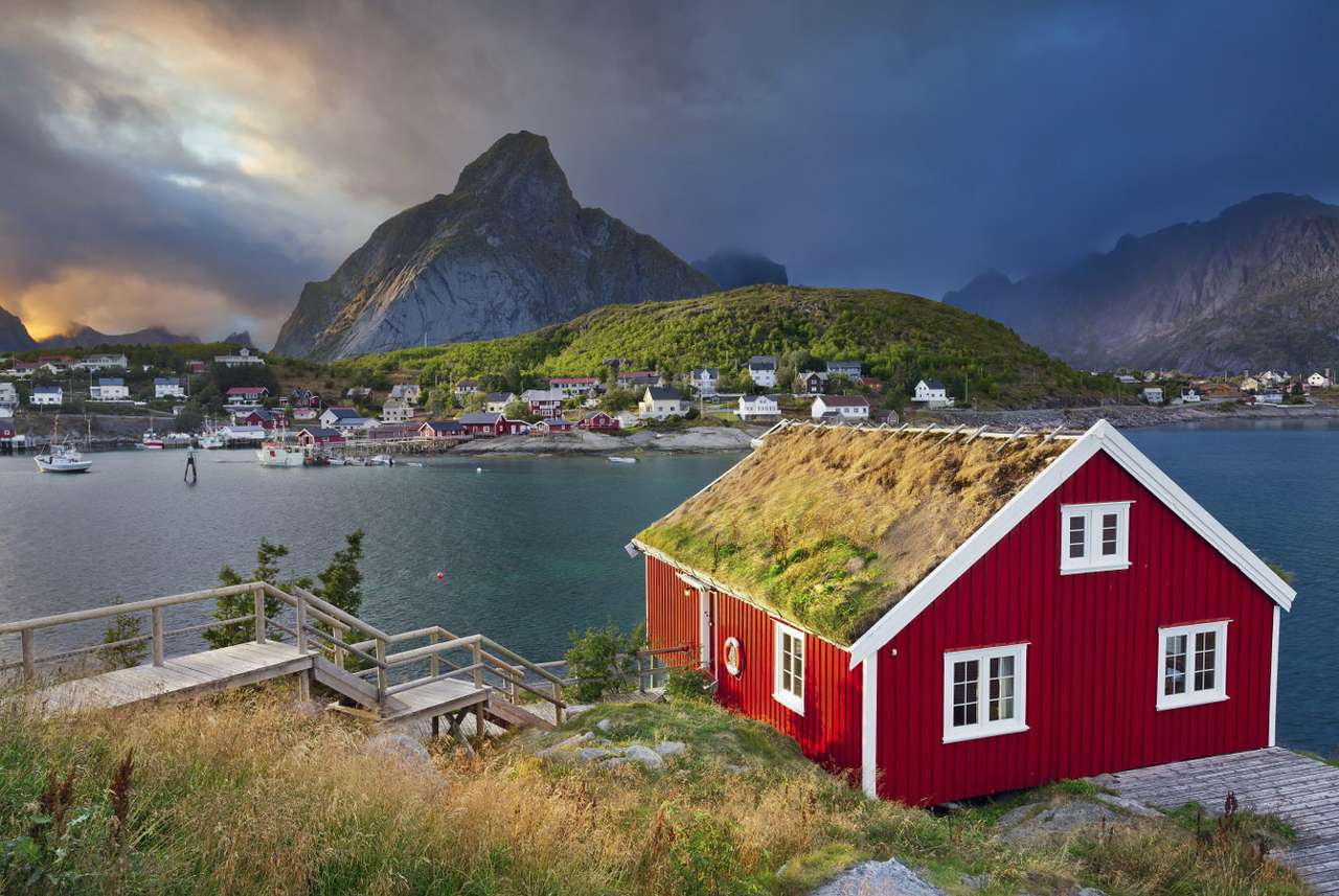 Satul pescăresc Reine (Norvegia) puzzle din fotografie