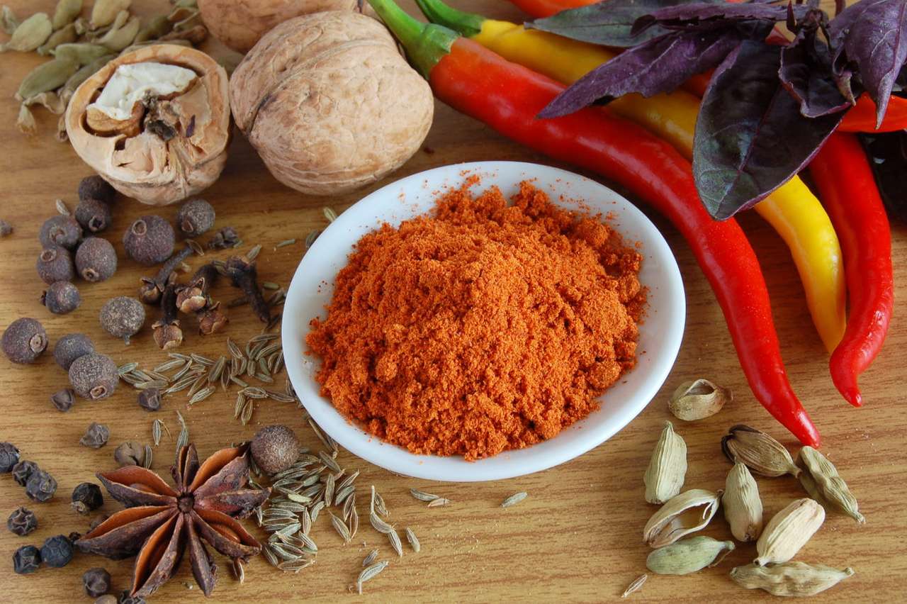 The composition of spices and peppers online puzzle
