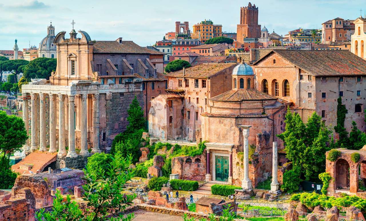 Ρωμαϊκή Αγορά με τον Ναό του Κρόνου (Ιταλία) παζλ online από φωτογραφία