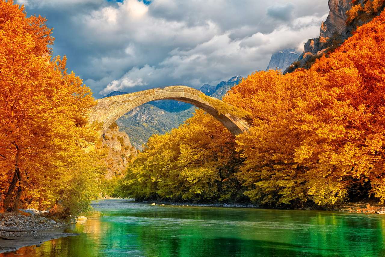 The bridge over the Vjosa river in the town of Konitsa (Greece) puzzle online from photo