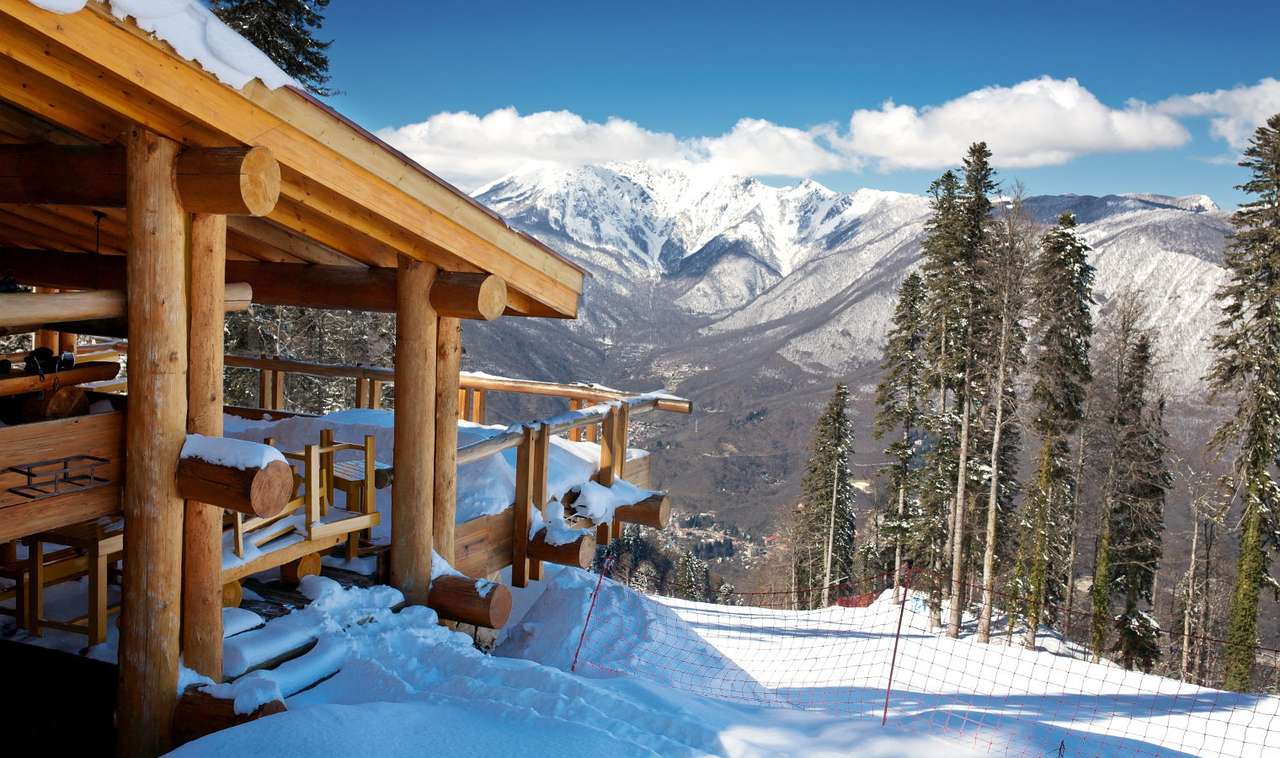 Cabina de esquí de madera rompecabezas en línea